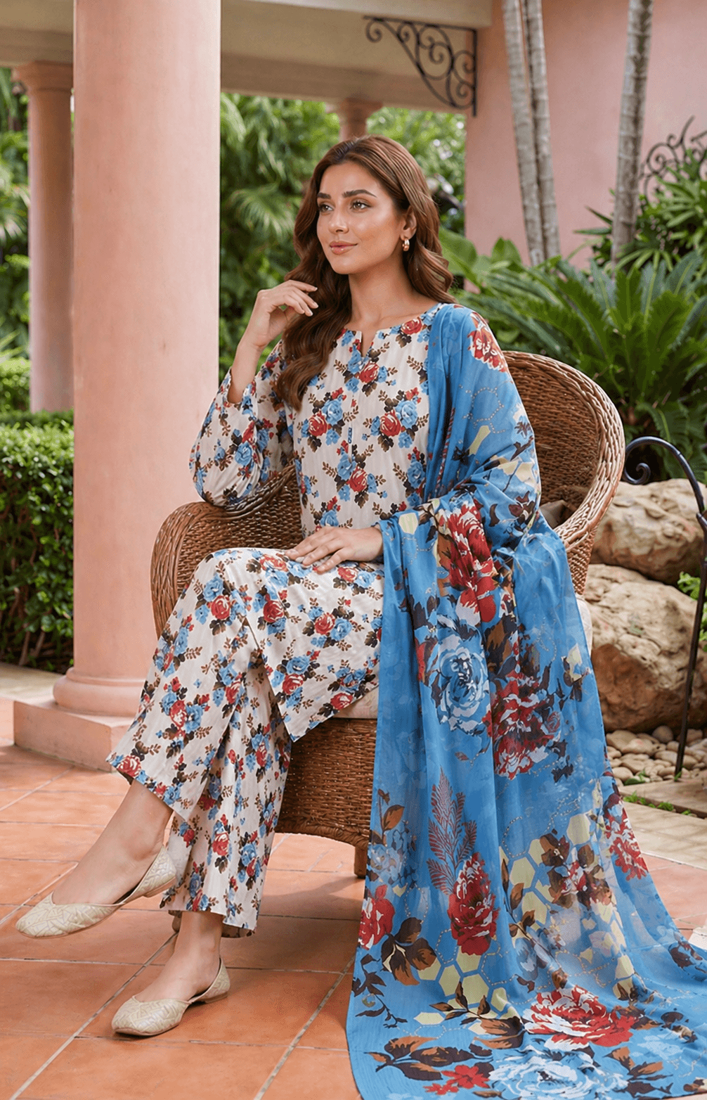 Zanora Digital Printed Bana Dora Lawn 3 Piece unstitched Suit - A View 2 for women in Pakistan
