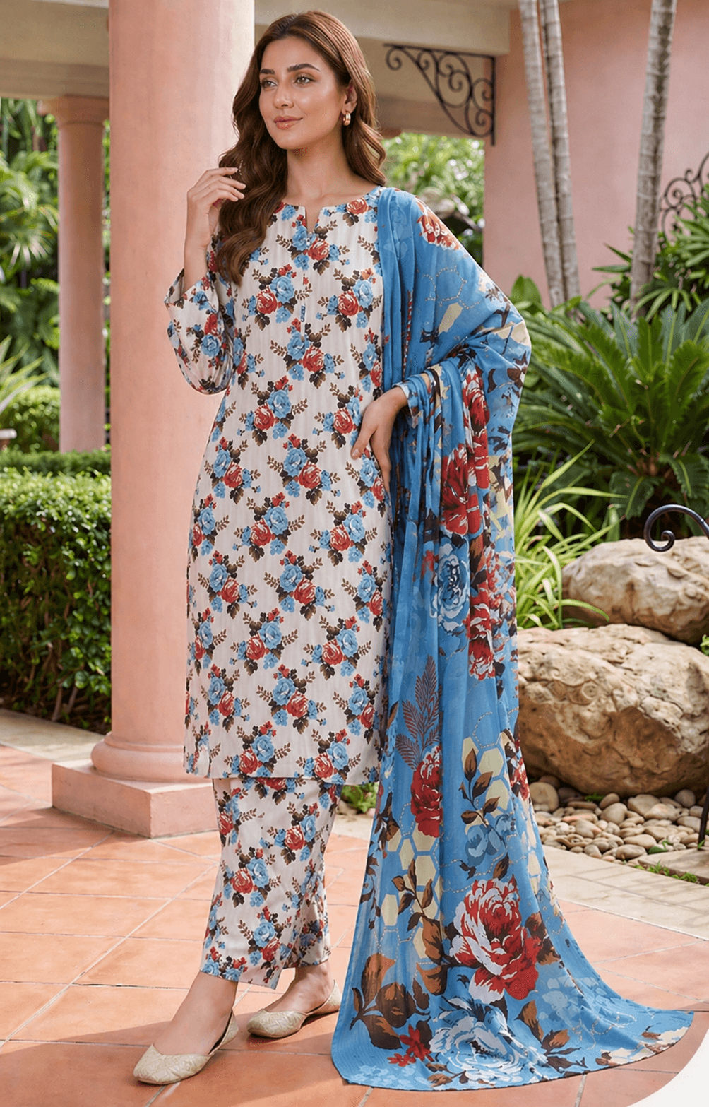 Zanora Digital Printed Bana Dora Lawn 3 Piece unstitched Suit - A View 3 for women in Pakistan