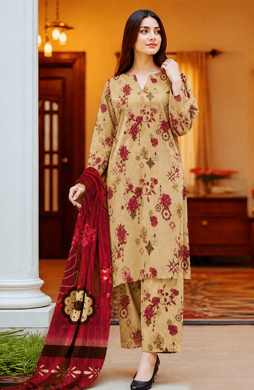 Zanora Digital Printed Bana Dora Lawn 3 Piece unstitched Suit View 2 for women in Pakistan