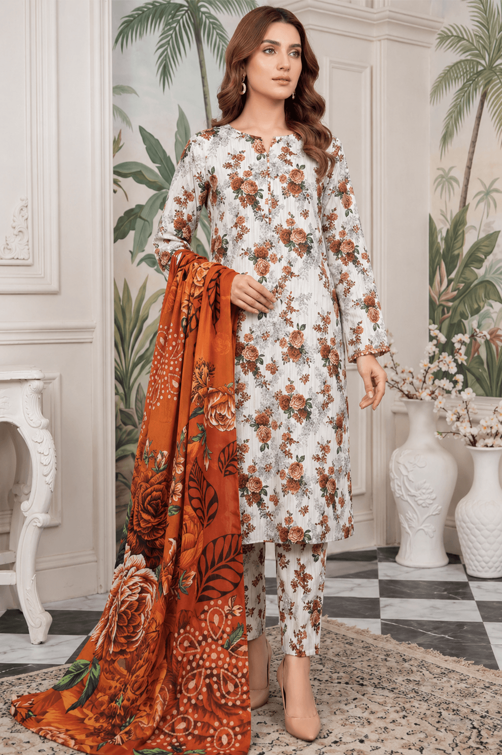 Zanora Digital Printed Bana Dora Lawn 3 Piece unstitched Suit - B View 1 for women in Pakistan