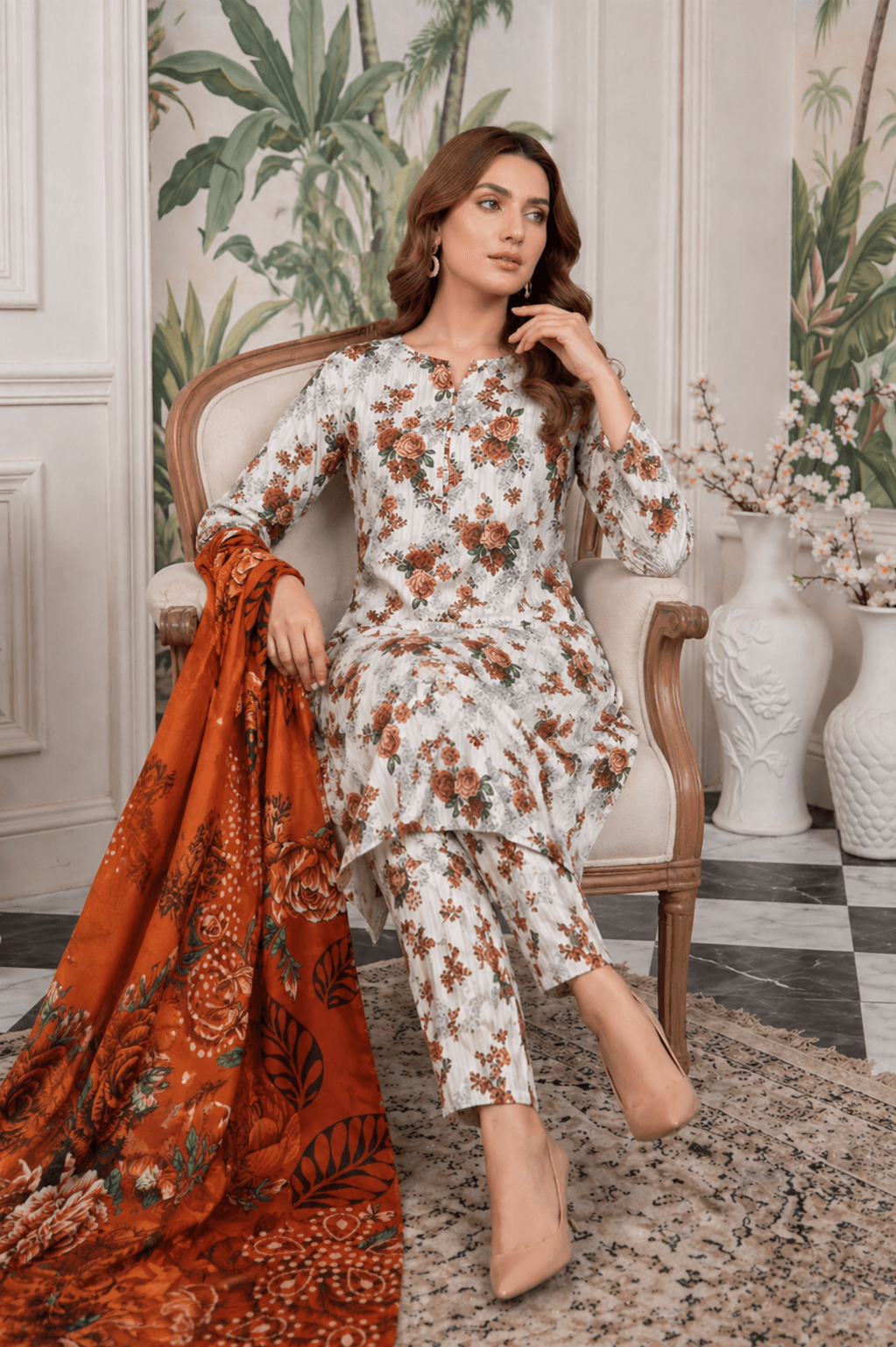 Zanora Digital Printed Bana Dora Lawn 3 Piece unstitched Suit - B View 3 for women in Pakistan