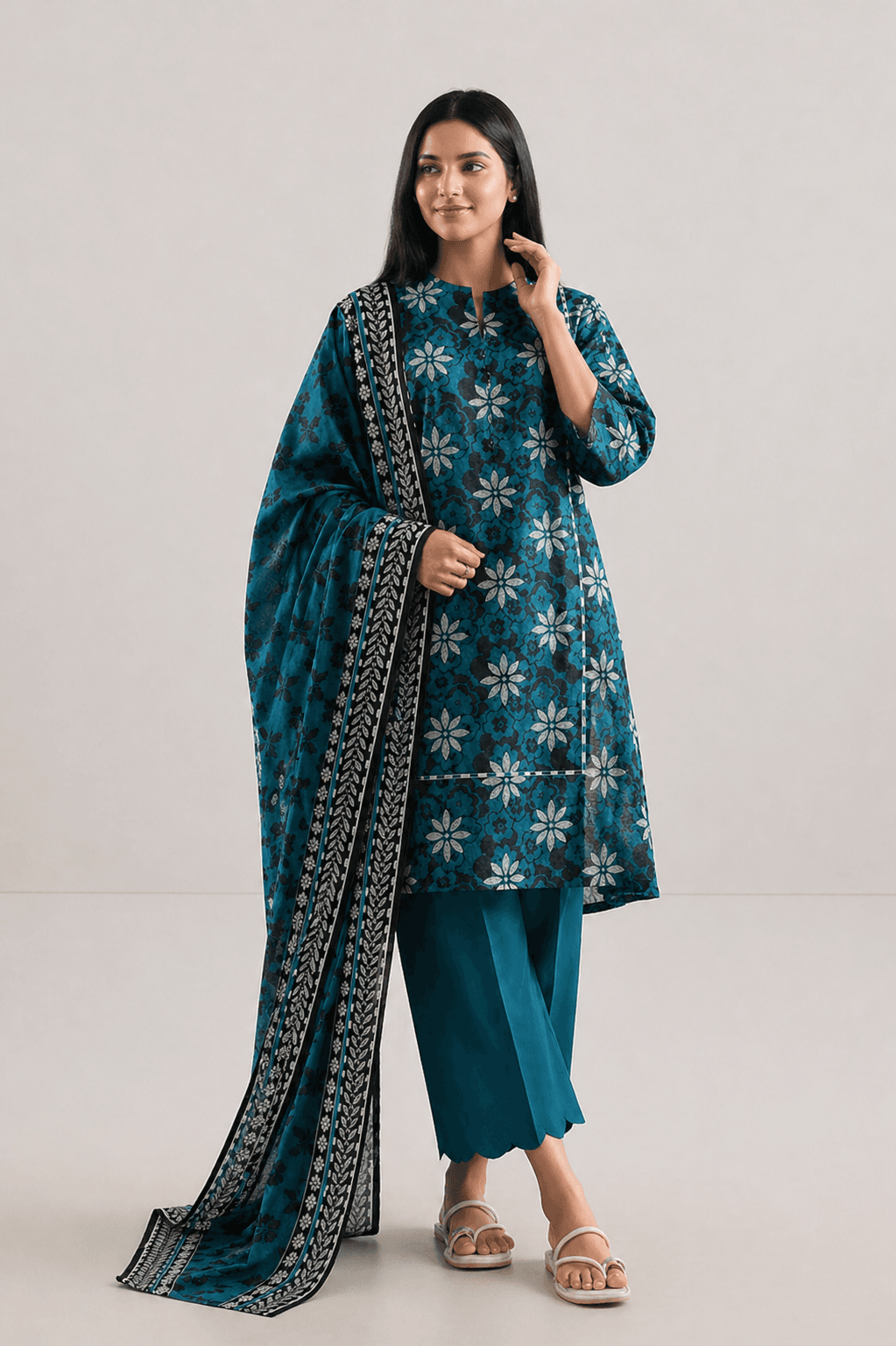 Zanora Tana Dora Digital Print Lawn 3 Piece Unstitched Suit - B View 3 for women in Pakistan
