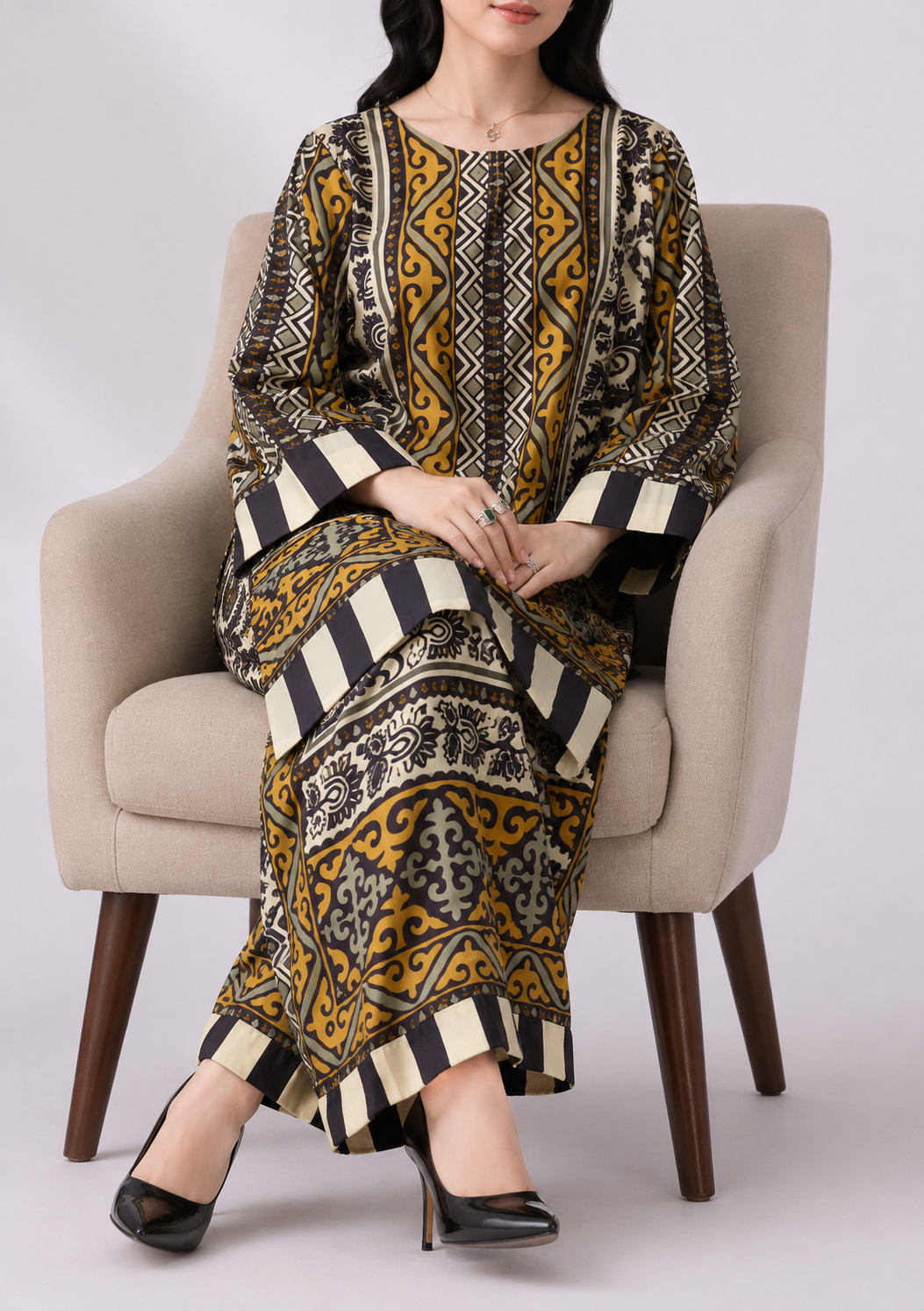 Zanora Printed Co-Ord Set – Elegant 2PC Stitched Outfit