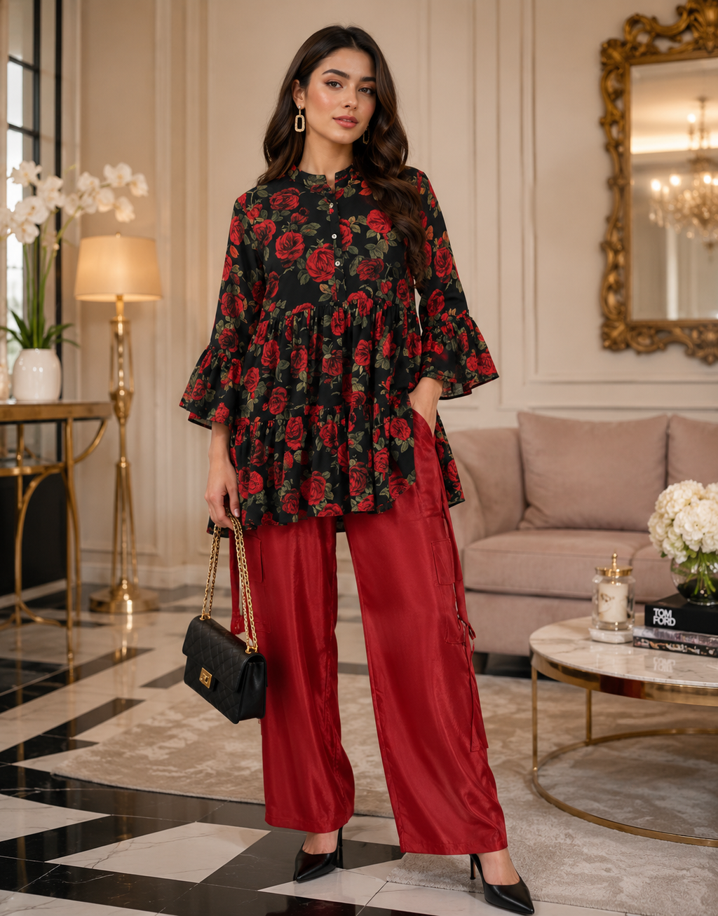 Zanora Urban Rose Luxe Set 2PC Stitched Outfit (Western Dress)
